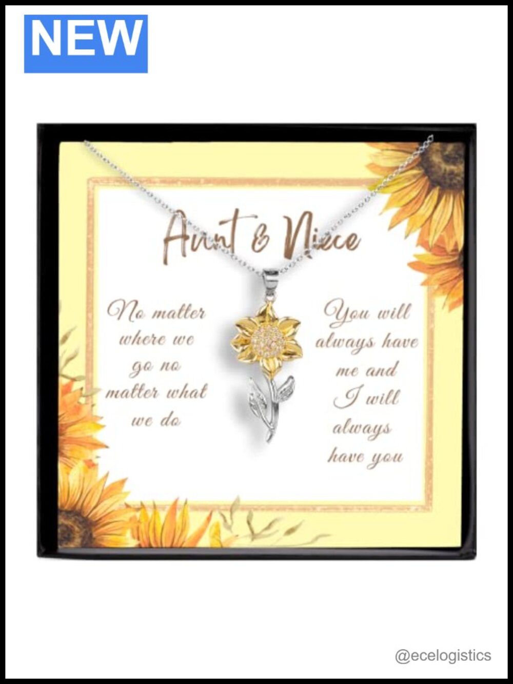 Sterling Silver Sunflower Pendant Necklace Aunt Niece Gift